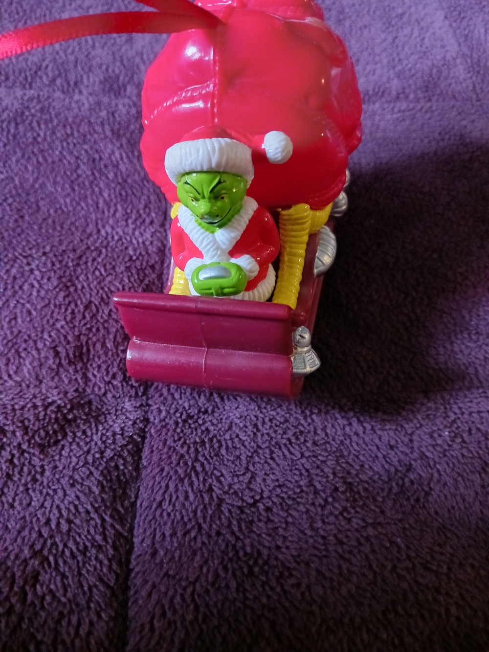 Grinch Red and Green Grinch Sleigh Ornament